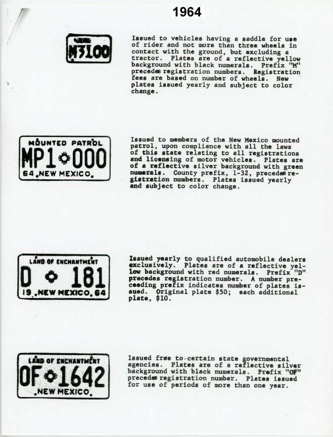 Historical License Plate Pamphlets issued by the New Mexico Dept of